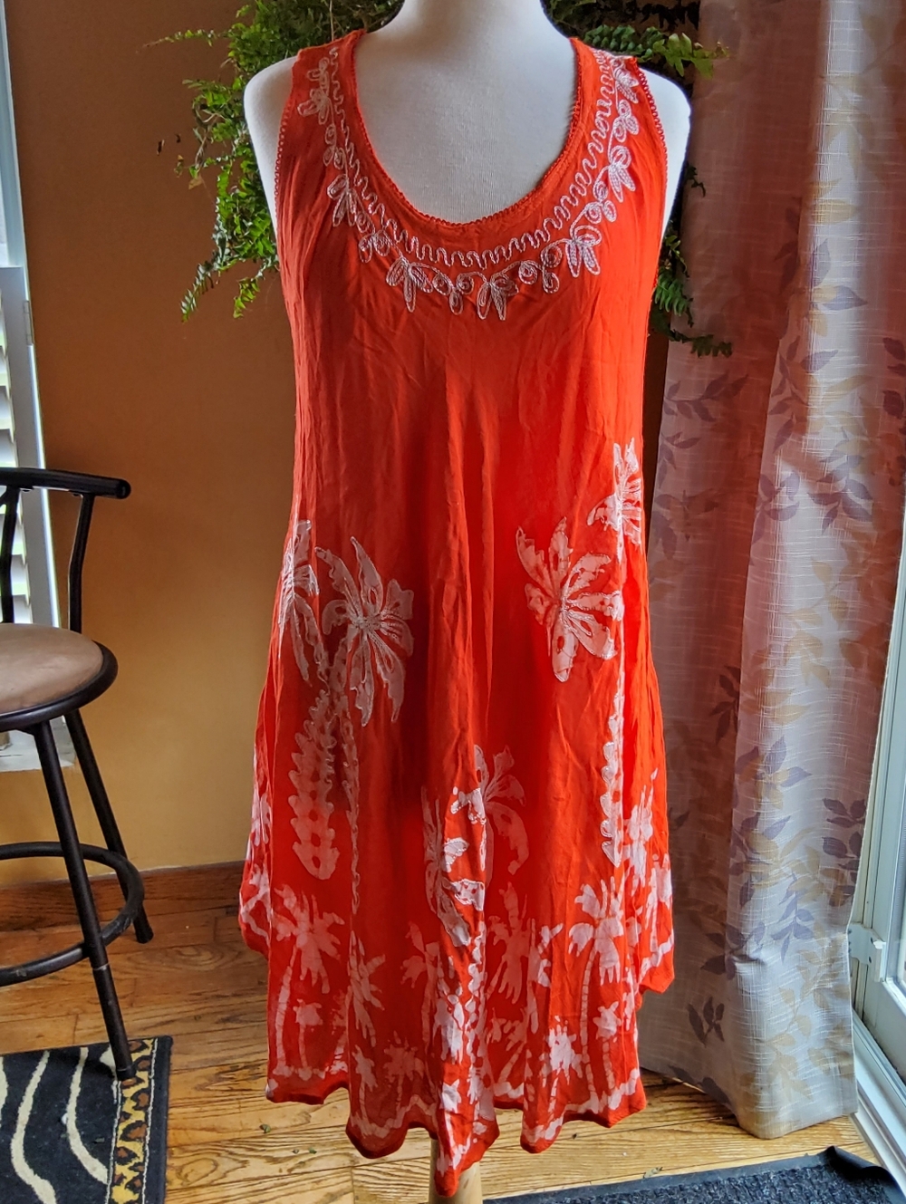Shoreline Coral Orange Sleeveless Top with Decorative Trim
